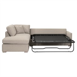 Davis Modern Beige Performance Grey Oak Sleeper Sectional - Left Chaise - 112"|