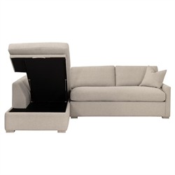 Davis Modern Beige Performance Grey Oak Sleeper Sectional - Left Chaise - 112"|