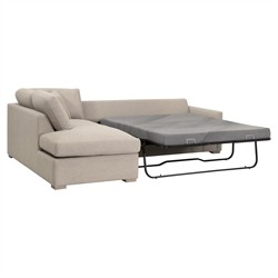 Davis Modern Beige Performance Grey Oak Sleeper Sectional - Left Chaise - 112"|
