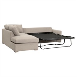 Davis Modern Beige Performance Grey Oak Sleeper Sectional - Left Chaise - 112"|