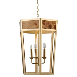 Worlds Away Reynolds Modern Classic Burl Gold Metal Hexagon Pendant|