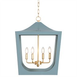 Worlds Away Wimble Modern Classic Light Blue Metal Pagoda Lantern|