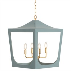 Worlds Away Wimble Modern Classic Light Blue Metal Pagoda Lantern|