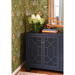 Worlds Away Geneva Coastal Greek Key Natural Rattan Wall Mirror|