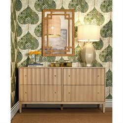 Worlds Away Geneva Coastal Greek Key Natural Rattan Wall Mirror|