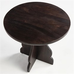 Gonzalo Updated Traditional Black Mango Wood Pedestal Round Side Table|