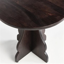 Gonzalo Updated Traditional Black Mango Wood Pedestal Round Side Table|