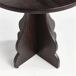 Gonzalo Updated Traditional Black Mango Wood Pedestal Round Side Table|
