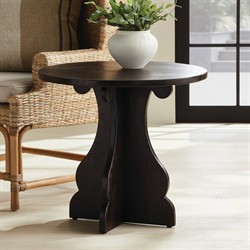 Gonzalo Updated Traditional Black Mango Wood Pedestal Round Side Table|