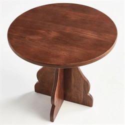 Gonzalo Updated Traditional Brown Mango Wood Pedestal Round Side Table|