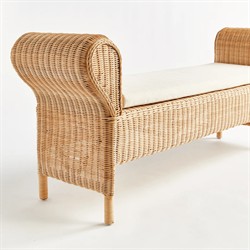 Cesare Coastal Beach Natural Woven Rattan Entryway Bench|