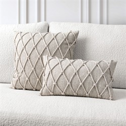 Jero Coastal Beach Beige Lattice Indoor Outdoor Lumbar Pillow - 12x20|