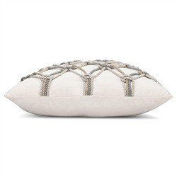 Keaton Coastal Beige Rope Indoor Outdoor Throw Pillow - 20x20|