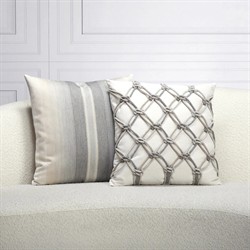 Keaton Coastal Beige Rope Indoor Outdoor Throw Pillow - 20x20|
