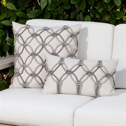 Keaton Coastal Beige Rope Indoor Outdoor Lumbar Pillow - 12x20|