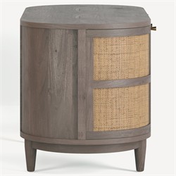 Noah Modern Classic Natural Woven Cane Grey Oak Oval Desk|