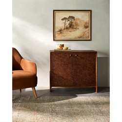 Delwyn Modern Classic Textured Metallic Oak Wood Cabinet|