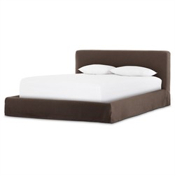 Linus Rustic Lodge Dark Brown Slipcovered Bed - Queen|