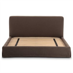 Linus Rustic Lodge Dark Brown Slipcovered Bed - Queen|