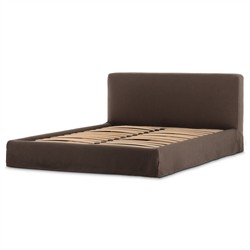 Linus Rustic Lodge Dark Brown Slipcovered Bed - Queen|