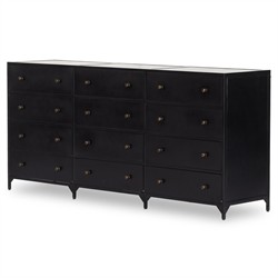 Stancil Modern Classic Black Iron Triple Dresser|
