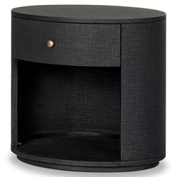 Beatrice Modern Classic Black Painted Linen 1 Drawer Nightstand|