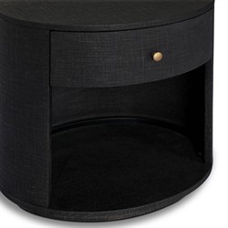 Beatrice Modern Classic Black Painted Linen 1 Drawer Nightstand|