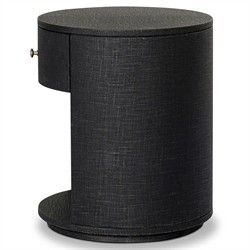 Beatrice Modern Classic Black Painted Linen 1 Drawer Nightstand|