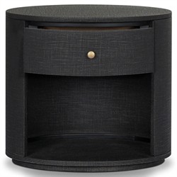 Beatrice Modern Classic Black Painted Linen 1 Drawer Nightstand|