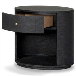 Beatrice Modern Classic Black Painted Linen 1 Drawer Nightstand|