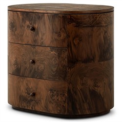 Raisa Walnut Burl Oval Nightstand|