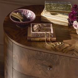Raisa Walnut Burl Oval Nightstand|