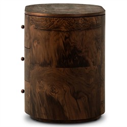 Raisa Walnut Burl Oval Nightstand|