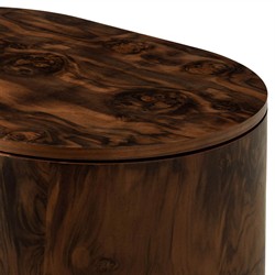 Raisa Walnut Burl Oval Nightstand|