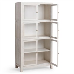 Beatrix Coastal Beach Cream Mango Wood Display Cabinet|