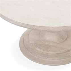 Beatrix Updated Traditional White Washed Mango Wood Round Coffee Table|