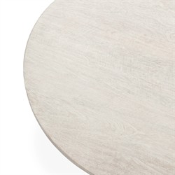 Beatrix Updated Traditional White Washed Mango Wood Round Coffee Table|