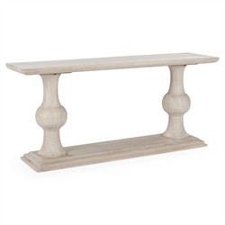 Beatrix Updated Traditional White Washed Mango Wood Rectangular Console Table|