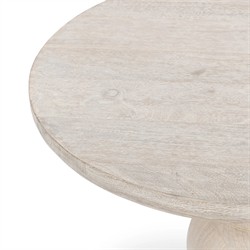 Beatrix Updated Traditional White Washed Mango Wood Round Pedestal End Table|