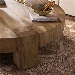 Oliver Rustic Lodge Brown Oak Round Coffee Table|