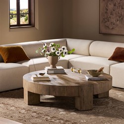 Oliver Rustic Lodge Brown Oak Round Coffee Table|