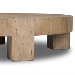 Oliver Rustic Lodge Brown Oak Round Coffee Table|