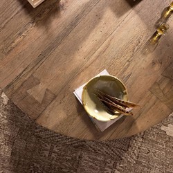 Oliver Rustic Lodge Brown Oak Round Coffee Table|