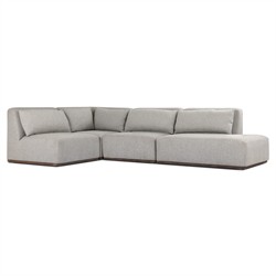 Adler Grey Performance Brown Teak 4 Piece Outdoor Sectional - Left Chaise - 139"|