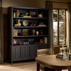 Constance Rustic Lodge Smoked Black Oak Bookcase|
