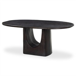 Amato Modern Classic Antique Rust Aluminum Oval Outdoor Dining Table - 72"|