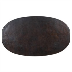 Amato Modern Classic Antique Rust Aluminum Oval Outdoor Dining Table - 72"|