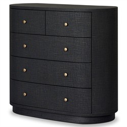 Beatrice Modern Classic Black Painted Linen Oval Tall Chest|