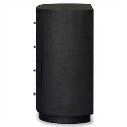 Beatrice Modern Classic Black Painted Linen Oval Tall Chest|