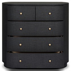 Beatrice Modern Classic Black Painted Linen Oval Tall Chest|